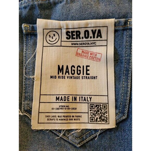 SER.O.YA Maggie Mid Rise Vintage Straight Organic Cotton Jeans Made in Italy - Picture 3 of 4